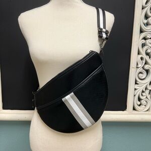 Haute Shore Black striped Crossbody Belt bag